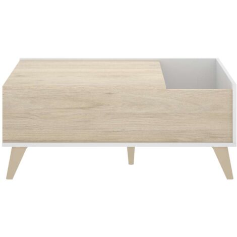 Mesa de centro elevable Cazalilla en natural/blanco, 41 cm(alto)99 cm(ancho)60 cm(largo)