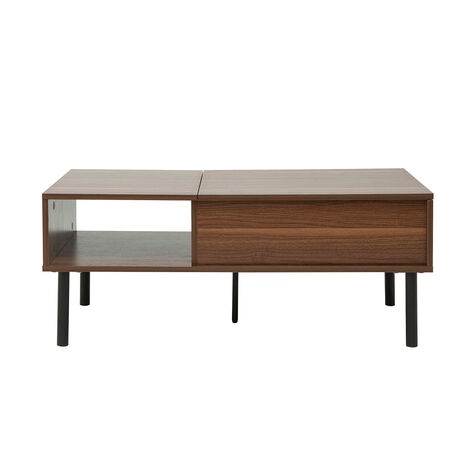 Mesa de centro elevable de madera oscura y metal 100 cm KANE