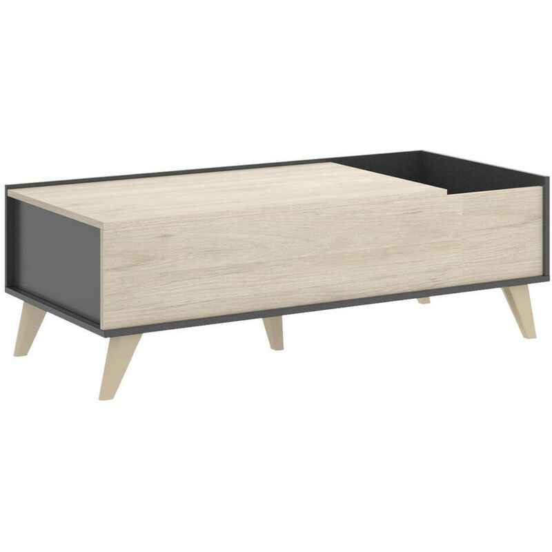 

Mesa de centro elevable diseño nórdico NESS tablero de partículas melaminizado blanco/natural o grafito/natural 99x60x41/53 cm | NATURAL/GRAFITO