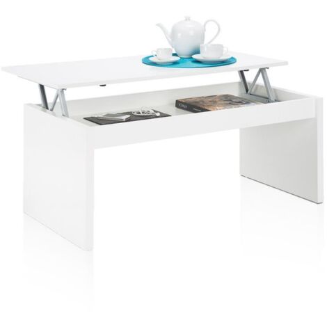 Mesa de centro elevable Evan Blanco Brillo 50cm (ancho) x 43cm (alto)