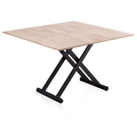 Mesa de centro elevable extensible Katia Negro - Roble 110cm (ancho) x 76cm (alto)