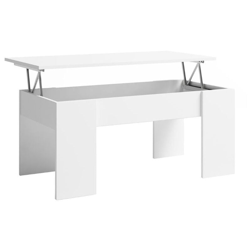 

Mesa de Centro elevable Low salón Comedor Color Blanco Mate Estilo Moderno Mueble almacenaje 45x100x50cm
