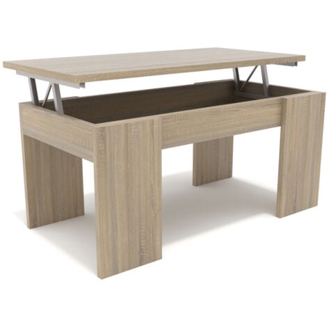Mesa de Centro elevable MC-4 - Blanco/Roble