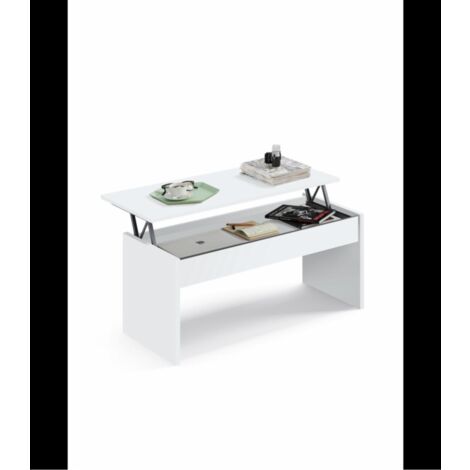 Mesa de centro Elevable Oslo acabado blanco, 47-58 cm(alto)100 cm(ancho)50 cm(largo)