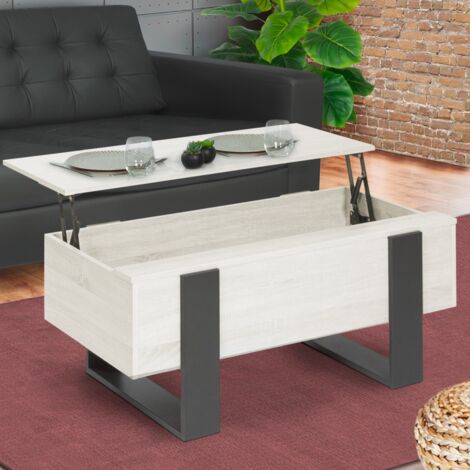 Mesa de centro elevable PHOENIX de madera gris