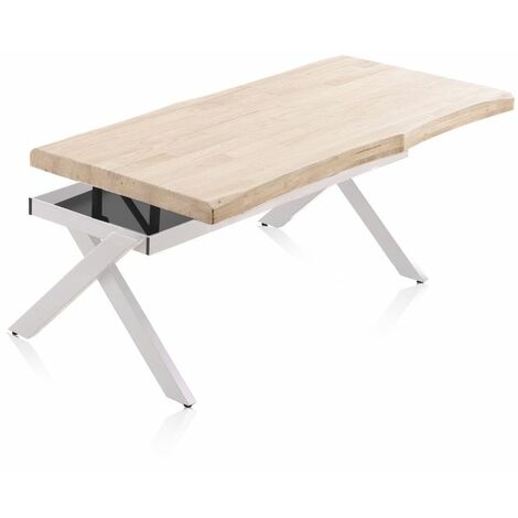 Mesa de centro elevable Xena Fit Roble - Blanco 60cm (ancho) x 62cm (alto)
