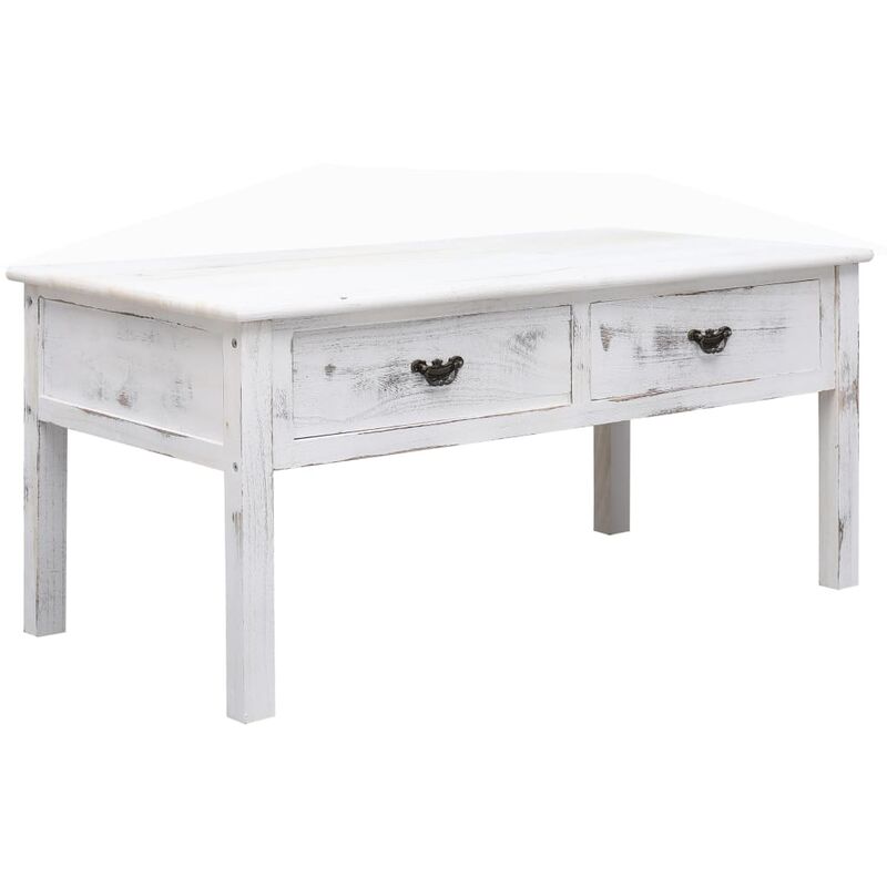 

Mesa de centro estilo antiguo de madera blanco 100x50x45 cm