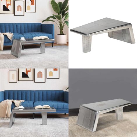 Mesa de centro estilo aviador vintage de aluminio - Mesa de aviador - Mesa vintage