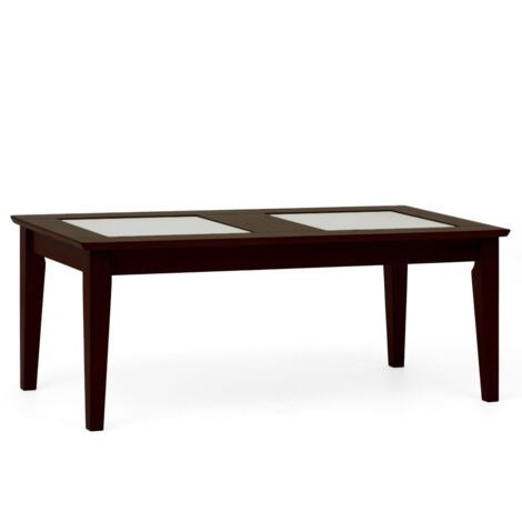 Mesa de Centro estilo contemporáneo 120x60x46 en maderas naturales color wengué oscuro