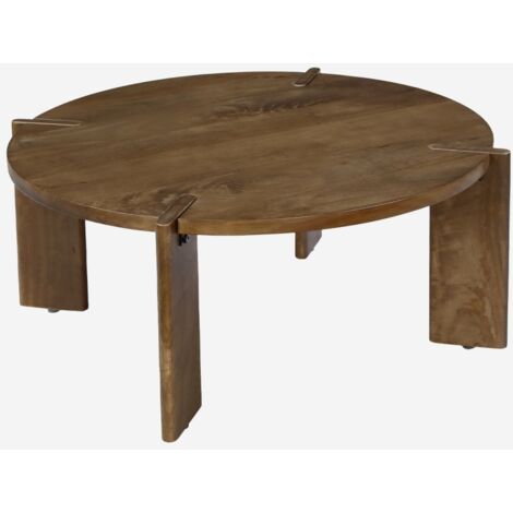 Mesa de centro exótica redonda de madera maciza