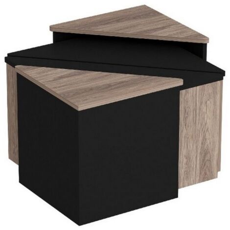 EPIKASA Mesa de Centro Flora, Tablero Aglomerado de Melamina, Negro, Roble, 120x120x47 cm