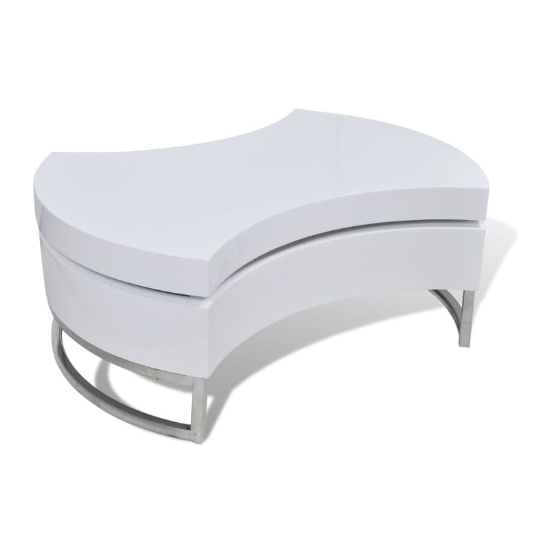 

Mesa de Centro Moderna y Ajustable Blanca con Brillo - Blanco - Vidaxl