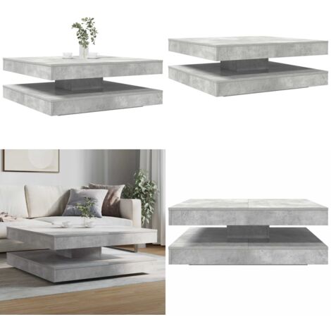 Mesa de centro giratoria 360 grados gris hormigón 90x90x34,5 cm - Mesa de centro - Mesa de salón