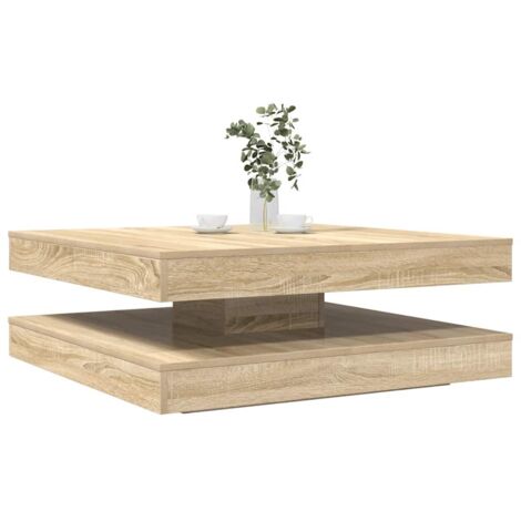 Mesa de centro giratoria 360 grados roble  90x90x34,5 cm
