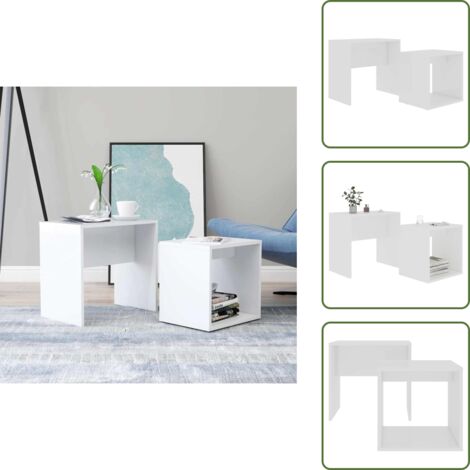 Mesa de centro grande - vidaXL Juego de mesas de centro madera contrachapada blanco 48x30x45cm - Mesas de centro para salón