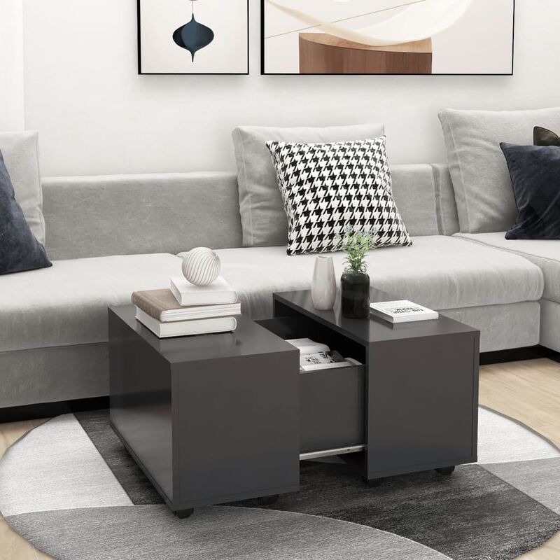 

Mesa de centro gris aglomerado 60x60x38 cm