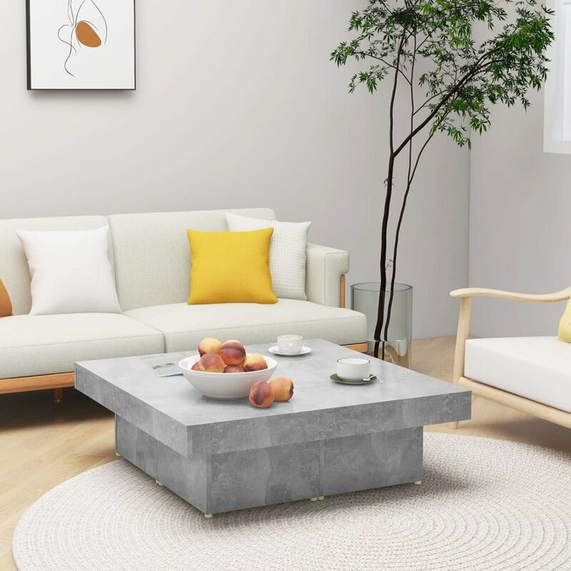 

Mesa de centro gris hormigon aglomerado 90x90x28 cm