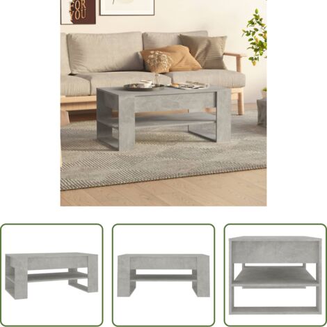 Mesa de centro gris hormigón -  Mesa de centro madera contrachapada gris hormigón 102x55x45 cm