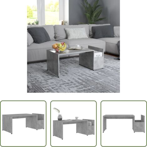 Mesa de centro gris hormigón -  Mesa de centro madera contrachapada gris hormigón 90x45x35 cm
