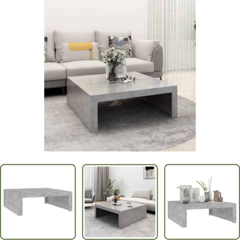 Mesa de centro gris hormigón -  Mesa de centro madera de ingeniería gris hormigón 100x100x35 cm