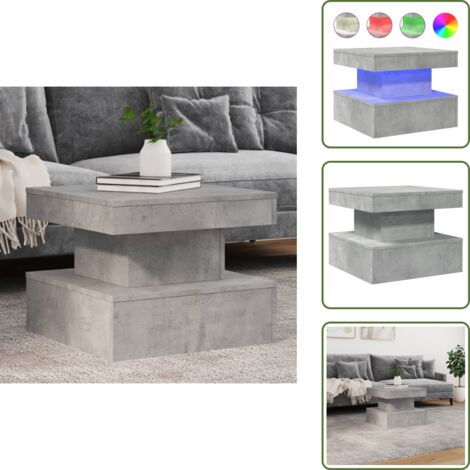 Mesa de centro gris hormigón - vidaXL Mesa de centro con luces LED gris hormigón 50x50x40 cm - Mesa auxiliar