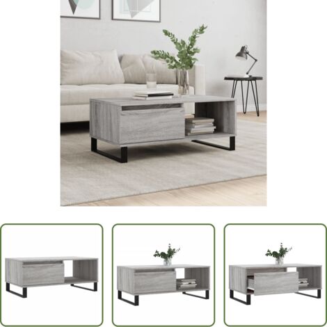 Mesa de centro gris -  Mesa de centro madera contrachapada gris Sonoma 90x50x36,5 cm