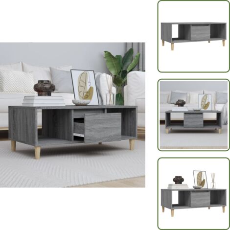 Mesa de centro gris - vidaXL Mesa de centro madera contrachapada gris Sonoma 90x50x36,5 cm - Mesa de centro con cajón
