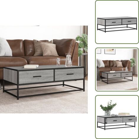 Mesa de centro gris - vidaXL Mesa de centro madera ingeniería metal gris Sonoma 100x50x35 cm - Mesa de centro Sonoma
