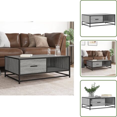 Mesa de centro gris - vidaXL Mesa de centro madera ingeniería metal gris Sonoma 90x57x35 cm - Mesa de centro Sonoma