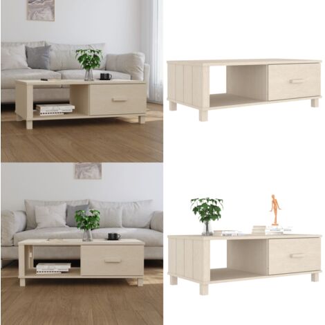 Mesa de centro HAMAR madera maciza pino marrón miel 100x55x35cm - Madera maciza - Mesa de centro de pino