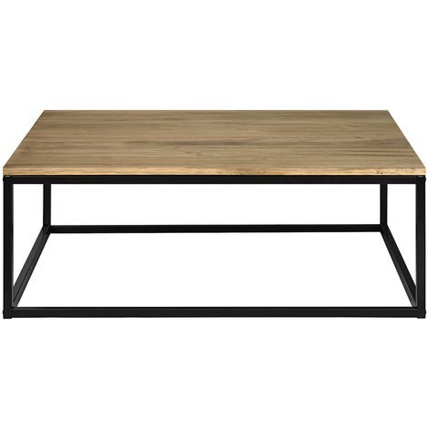 Mesa de centro iCub 120x80x37cm Negra en madera maciza de acabado vintage estilo industrial Furniture - Negro
