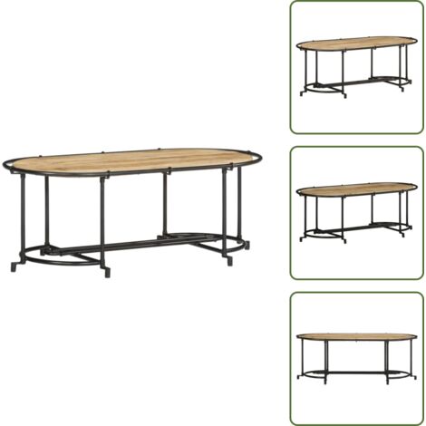 Mesa de centro industrial - vidaXL Mesa de centro madera maciza de mango rugosa 110x55x40 cm - Mesa de centro de hierro