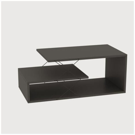 Mesa de centro Kailua 1411, Antracita, 40x50x100cm, Aglomerado laminado, Angular
