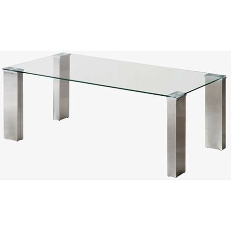 Mesa de centro KARINA cristal templado y pies de acero