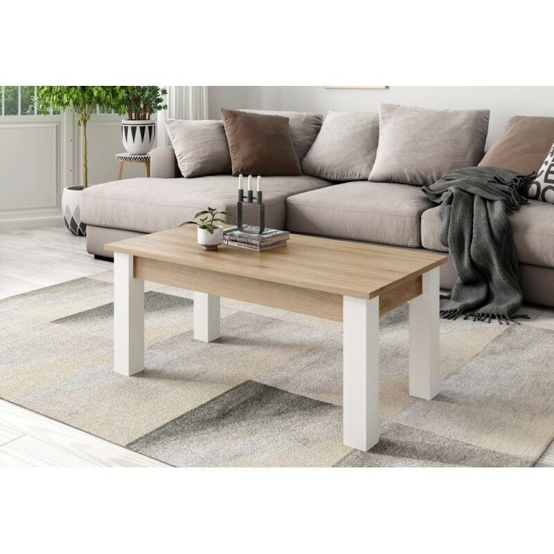 

Mesa de centro Kata Roble / Blanco Polar de 100x50 cm.