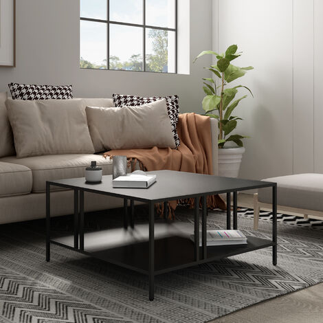 Mesa de centro Kumlinge cuadrada 40x80x80 cm - Negro [en.casa]