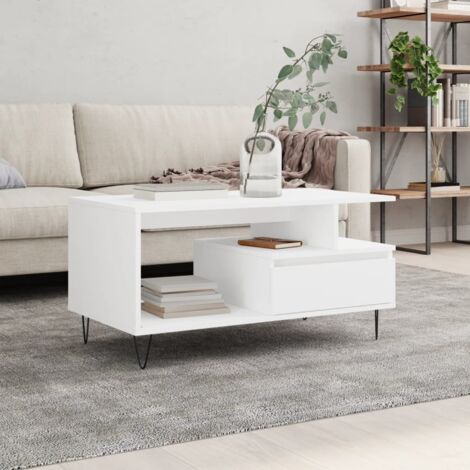 Mesa de centro madera contrachapada blanca 90x49x45 cm vidaXL