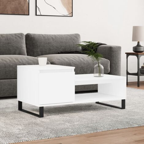 Mesa de centro madera contrachapada blanco 100x50x45 cm vidaXL