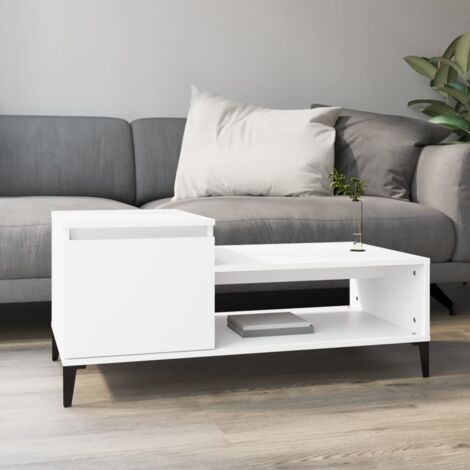 Mesa de centro madera contrachapada blanco 100x50x45 cm vidaXL