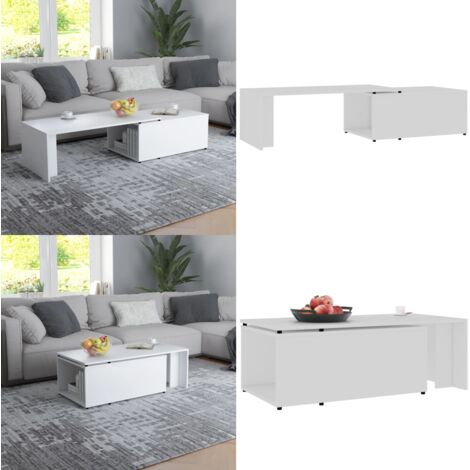 Mesa de centro madera contrachapada blanco 150x50x35 cm - Mesa de centro de madera - Mesa de centro blanca