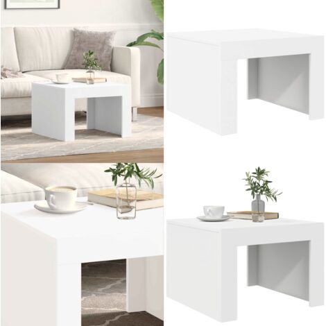 Mesa de centro madera contrachapada blanco 50x50x35 cm - Mesa de salón - Mesa de centro de madera