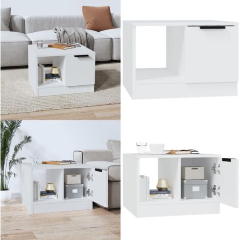 Mesa de centro madera contrachapada blanco 50x50x36 cm - Mesa de salón - Madera contrachapada