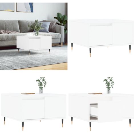 Mesa de centro madera contrachapada blanco 55x55x36,5 cm - Mesa de centro de madera - Mesa de centro blanca