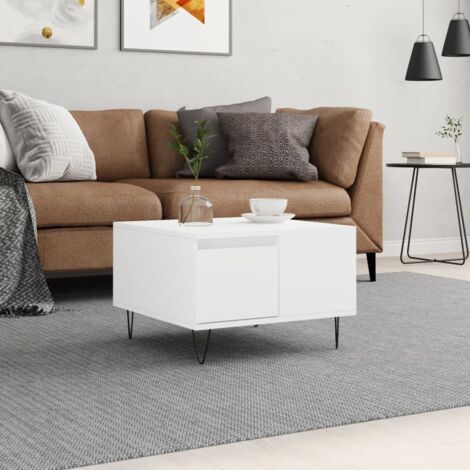 Mesa de centro madera contrachapada blanco 55x55x36,5 cm vidaXL