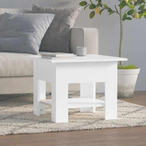 Mesa de centro madera contrachapada blanco 55x55x42 cm vidaXL
