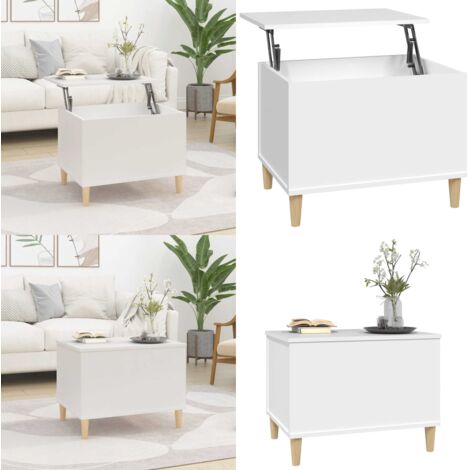 Mesa de centro madera contrachapada blanco 60x44,5x45 cm - Madera contrachapada - Mesa de centro con superficie elevable