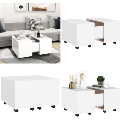 Mesa de centro madera contrachapada blanco 60x60x38 cm - Mesa decorativa - Mesa de centro contrachapada