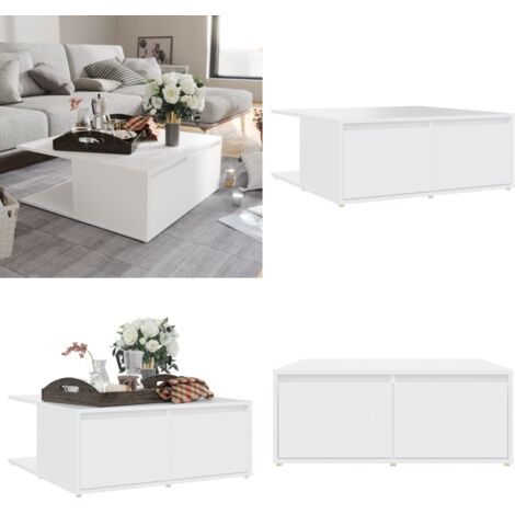 Mesa de centro madera contrachapada blanco 80x80x31 cm - Mesa central - Mesa de madera