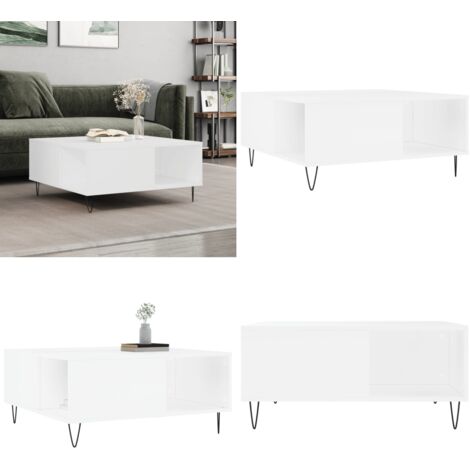 Mesa de centro madera contrachapada blanco 80x80x36,5 cm - Mesa de centro de madera - Mesa de centro blanca