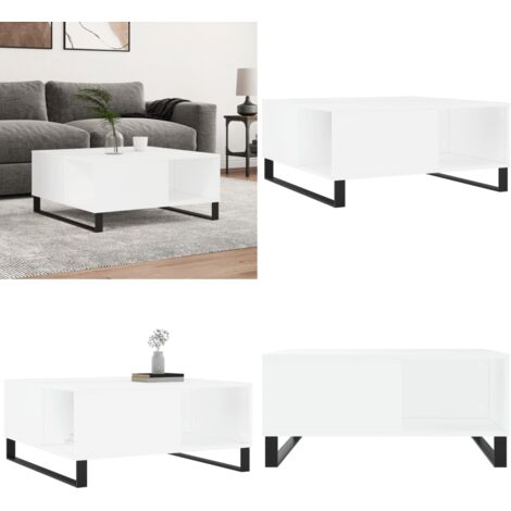 Mesa de centro madera contrachapada blanco 80x80x36,5 cm - Mesa de centro de madera - Mesa de centro blanca